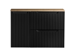 Móvel de casa de banho para lavatório Newport com 2 gavetas MDF 80x60x40 cm - Carvalho/Preto