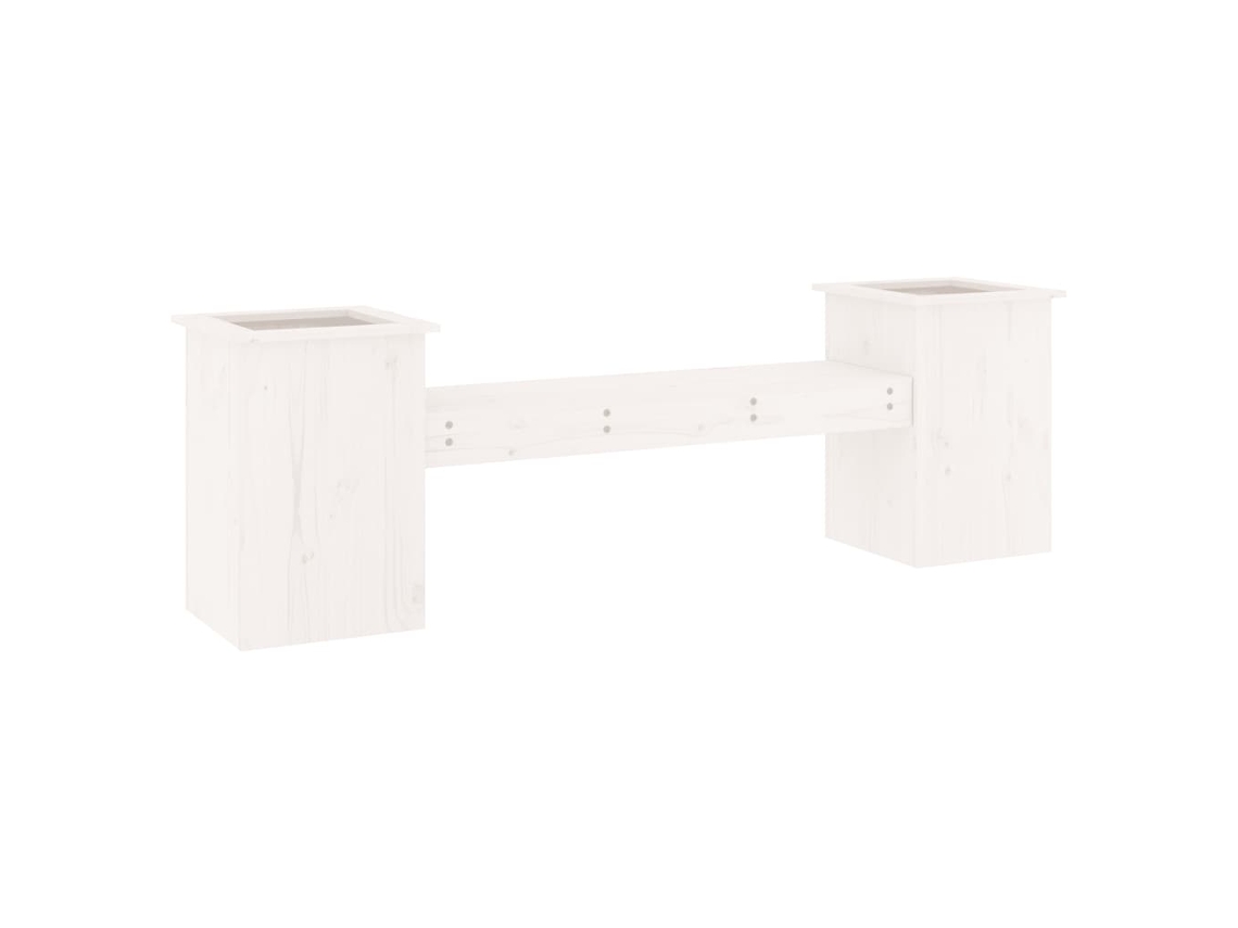 Conjunto 1 Banco Com Vasos Vidaxl Branco Madeira De Pinho Maciça (184.5 X 39.5 X 56.5 Cm)