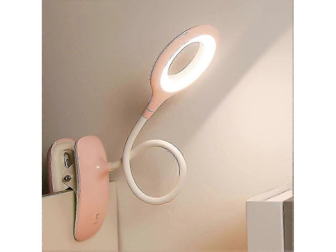 Lâmpada De Mesa Clipável Led Com Controle Táctil, 3 Níveis De Brilho, Luz Anti-cansço Para Leitura E Estudo Branco 420x120mm 36v Rosa