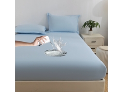 Protetor De Colchão Impermeável Czhhmart 150cmx200cm (com Par De Fronhas) Azul Céu