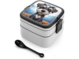 Marmita Bento Adorável Em Formato De Schnauzer, Com Design Moderno E Minimalista De Duas Camadas, Empilhável, À Prova De