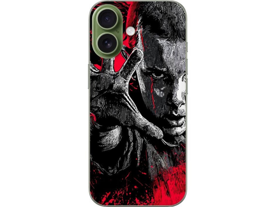 Capa Para Celular Compatível Com Apple Iphone 17 Eleven De Stranger Things Em Ilustração De Terror Em Vermelho Escuro E Preto.