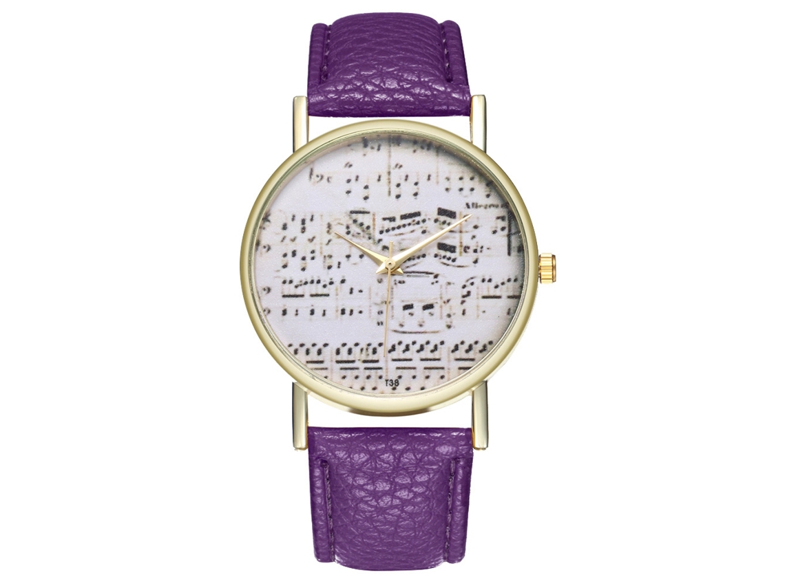 Relógio analógico de quartzo roxo Zhoulianfa com pulseira de PU para homens e mulheres.