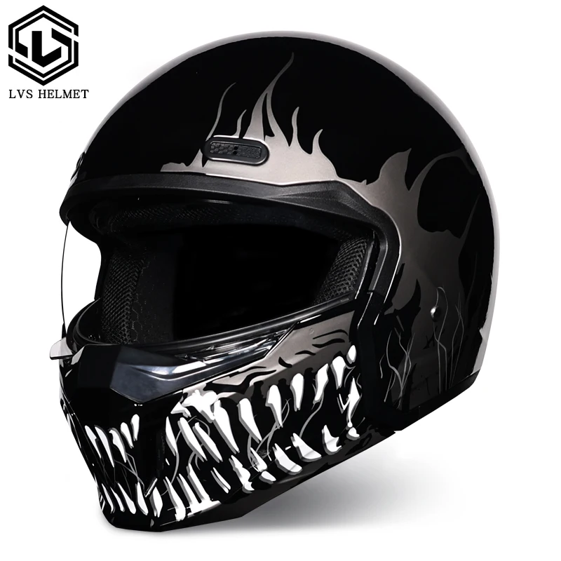 Capacete Street Fighter Combo Em Abs Com Certificação (m)dot E Protetor De Queixo Removível.