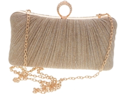 Bolsa De Mão De Cetim Dourado Para Eventos Noturnos, Com Design Plissado Exclusivo, Ideal Para Casamentos E Ocasiões Elegantes. Embalagem Inclusa.