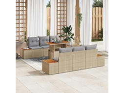 Vidaxl Conjunto De Sofá De Jardim 7 Unid. Bege Rattan Sintético