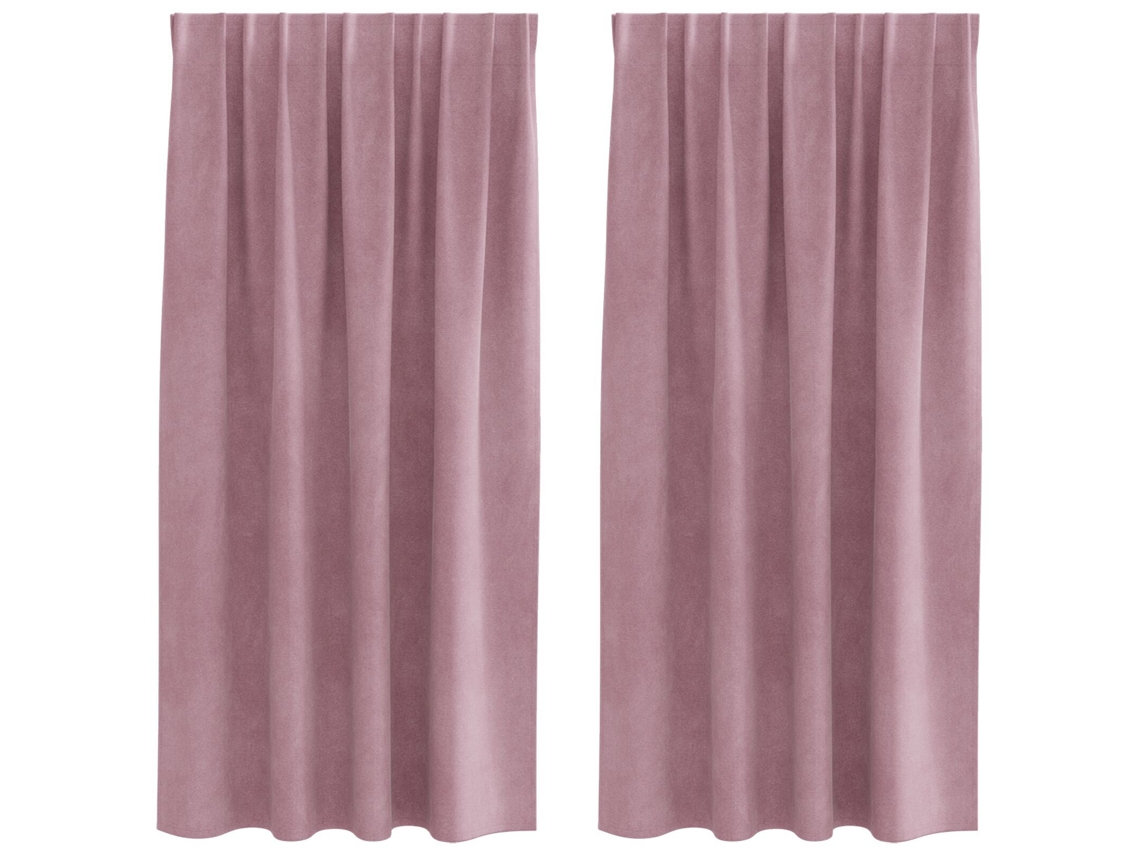 Conjunto 2 Cortinas Opacas Vidaxl Rosa Veludo (140 X 175 Cm)