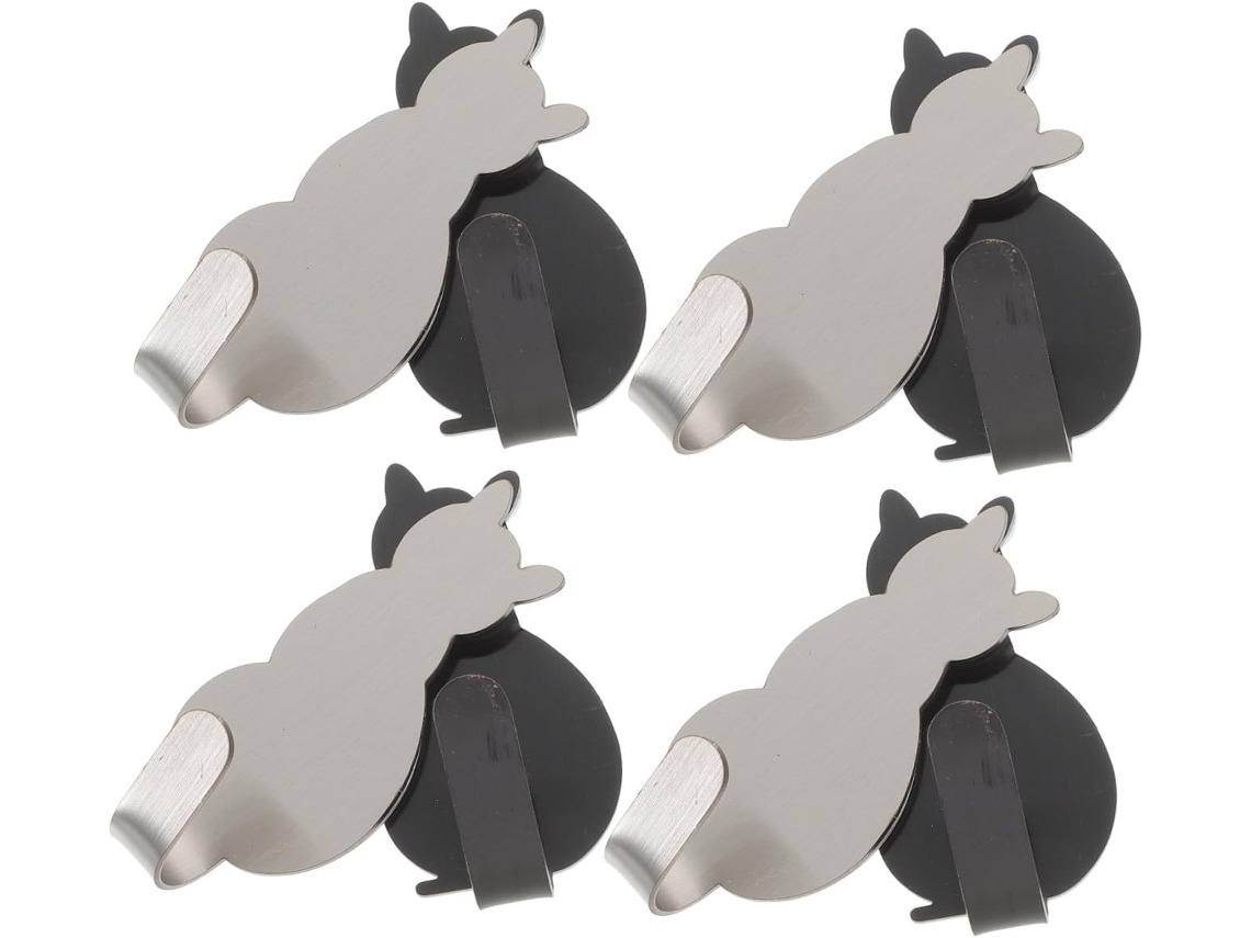 Conjunto De 8 Ganchos De Parede Decorativos Adesivos Em Aço Inoxidável Para 4 Portas.