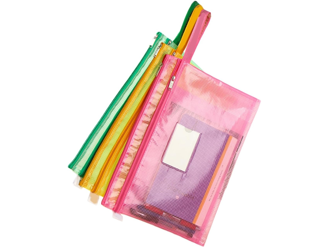Conjunto De 7 Estojos Com Zíper, Organizador Transparente, Estojo De Lápis Em Tela, Pastas Para Documentos.