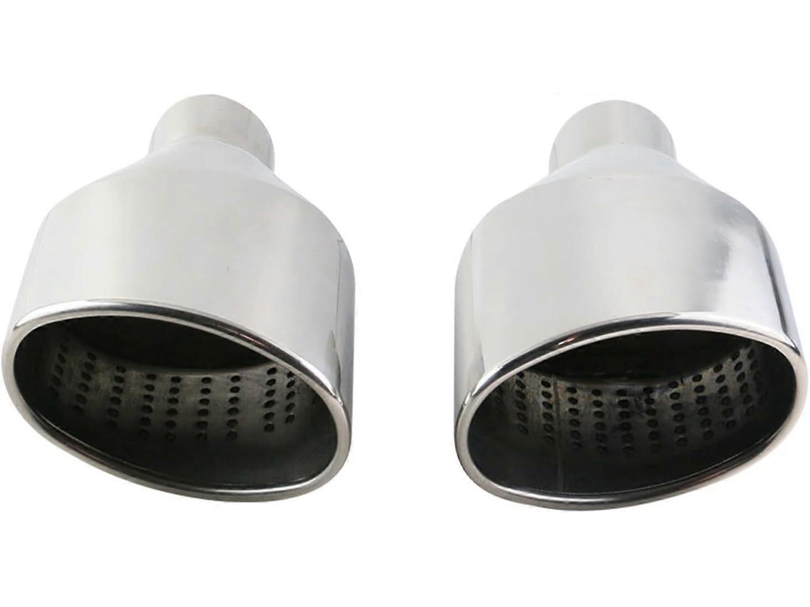 Pontas De Escape Universal Aço Inoxidável Oval Rolada Inclinado 63mm Preta