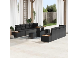 Vidaxl Conjunto De Sofá De Jardim 11 Unid. 10-número De Lugares Preto