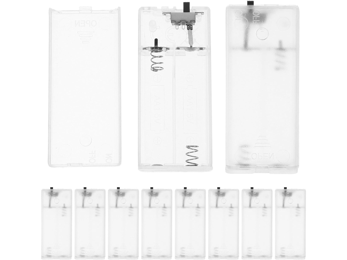Caixa De Pilhas Transparente Em Plástico Abs Para Luzes De Cordão.
