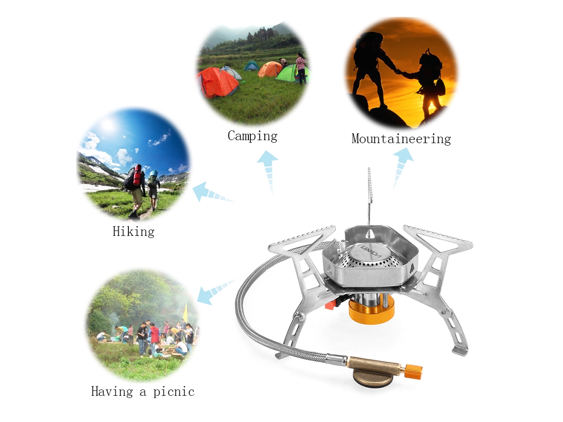 Estufa de Gás Camping Plegable a Prueba de Viento