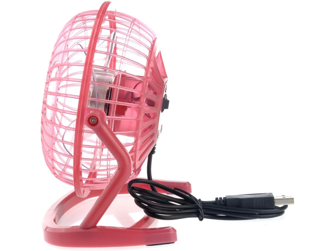 Mini Ventilador Usb Rosa Com Cabo De Plástico, Baixo Consumo De Energia E Ajustável.