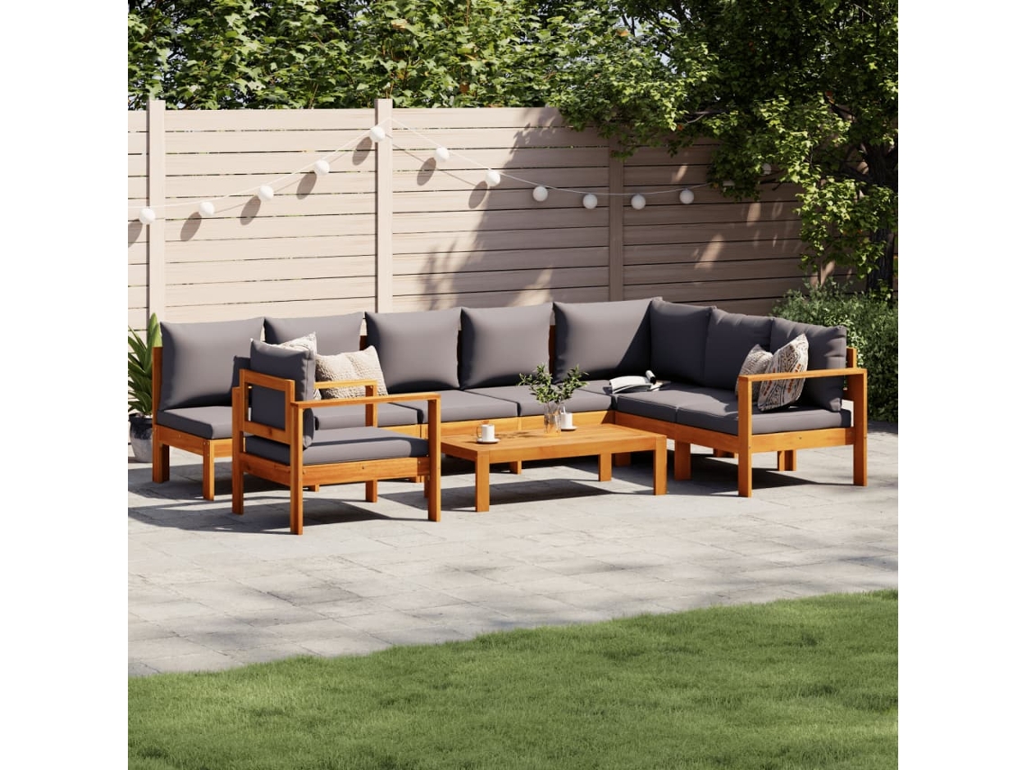 6 Pcs Conjunto De Sofá De Jardim Com Almofadas Acácia Maciça Dkd Home Decor