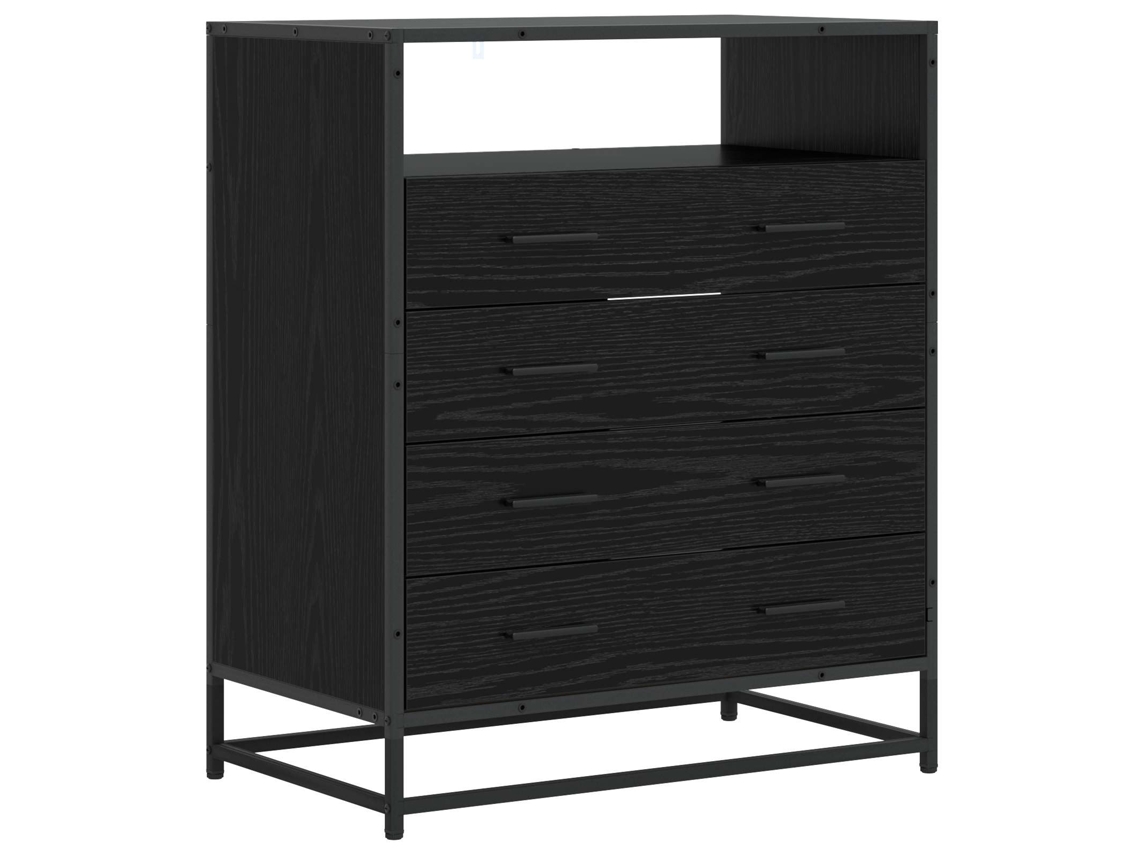 Vidaxl Gabinete De Gavetas 4-gaveta Carvalho Preto 70 X 41 X 83,5 Cm