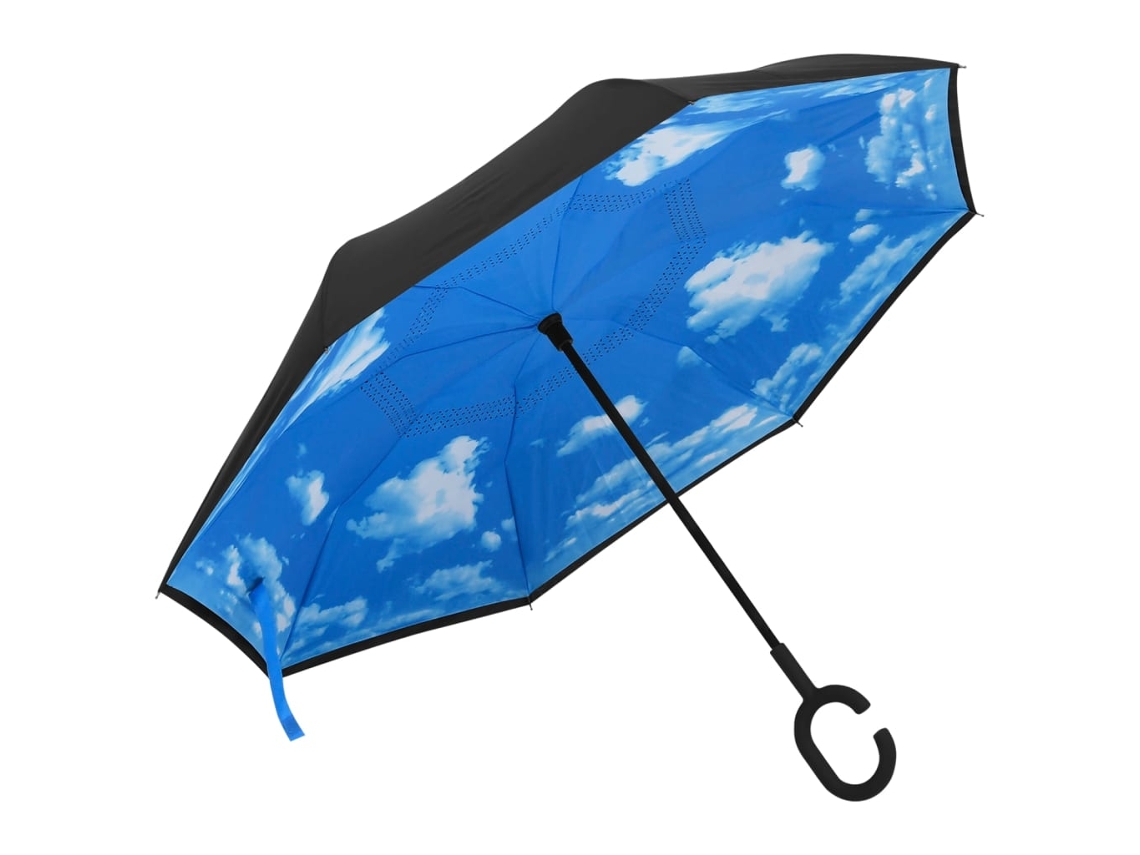 Vidaxl Guarda-chuva C/ Pega Em Forma De C 108 Cm Preto