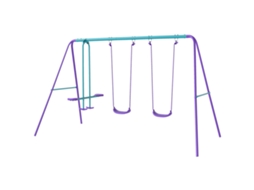 Conjunto De Baloiços De Jardim Com Altura Ajustável Para Crianças Com Duplo 280x140x178 Cm Azul E Roxo