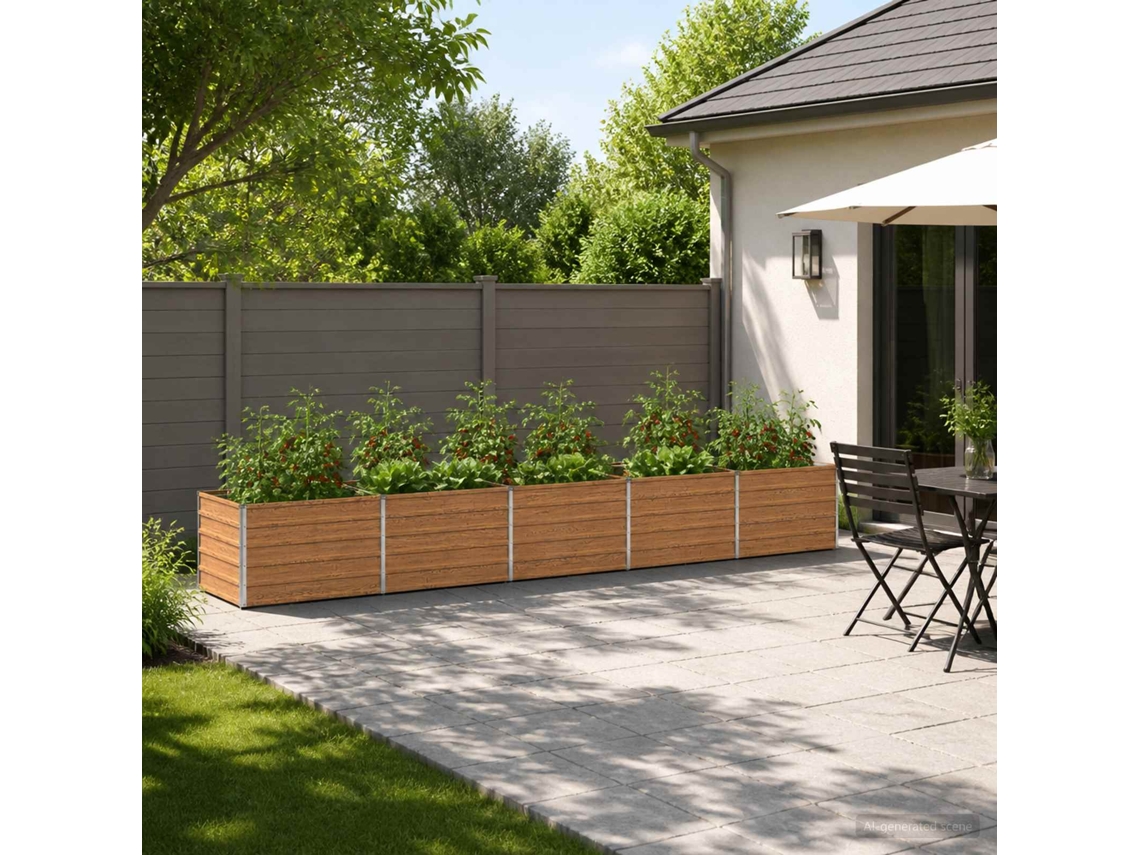 Vidaxl Cama De Jardim Elevada Marrom Madeira 400 X 80 X 55 Cm