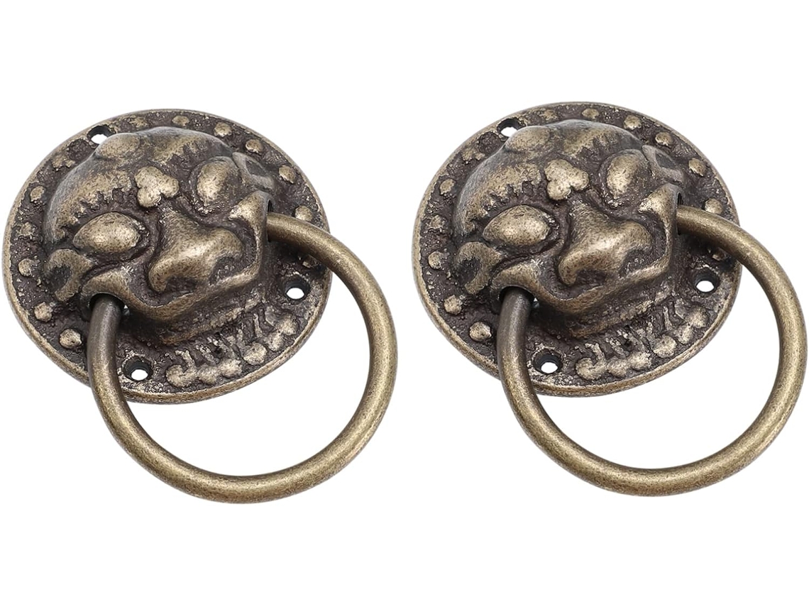 Conjunto De Puxadores Porta Uonlytech Vintage Copper Tiger Head, 2 Peças, Estilo Retrô, Com Base De 3, 5cm Para Gavetas