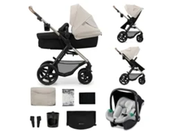 Carrinho de Bebé Kinderkraft MOOV 2 3 em 1 desde o nascimento até 27 kg com rodas grandes amortecidas Cinzento
