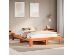 Vidaxl Cama Sem Colchão 140x200 Cm Madeira Pinho Maciça Castanho-mel
