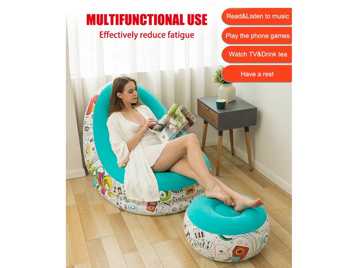 Sofá Inflável com Reposapés Padrões Macaron PVC S/MARCA