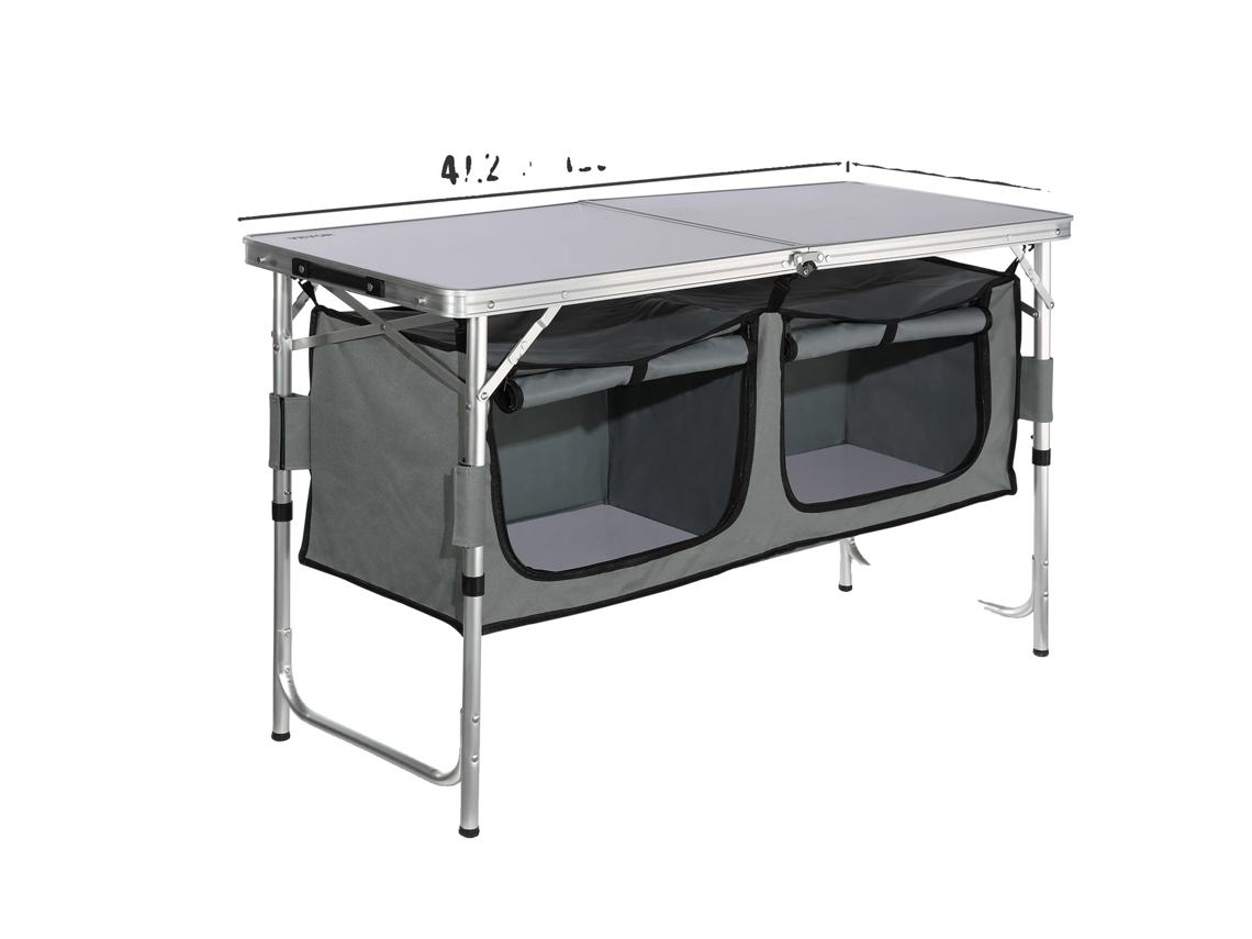 Mesa De Cozinha Dobrável Para Exterior, Armazenamento Espaçoso, Tela De Proteção Destacável,cinza Oem
