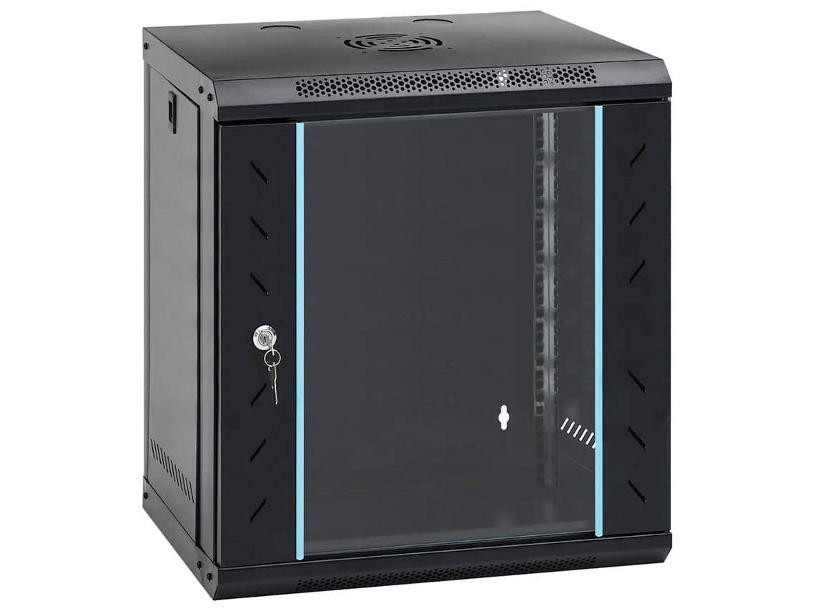 Vidaxl Armário De Rede Com Armazenamento Preto 53 X 45 X 60 Cm Aço