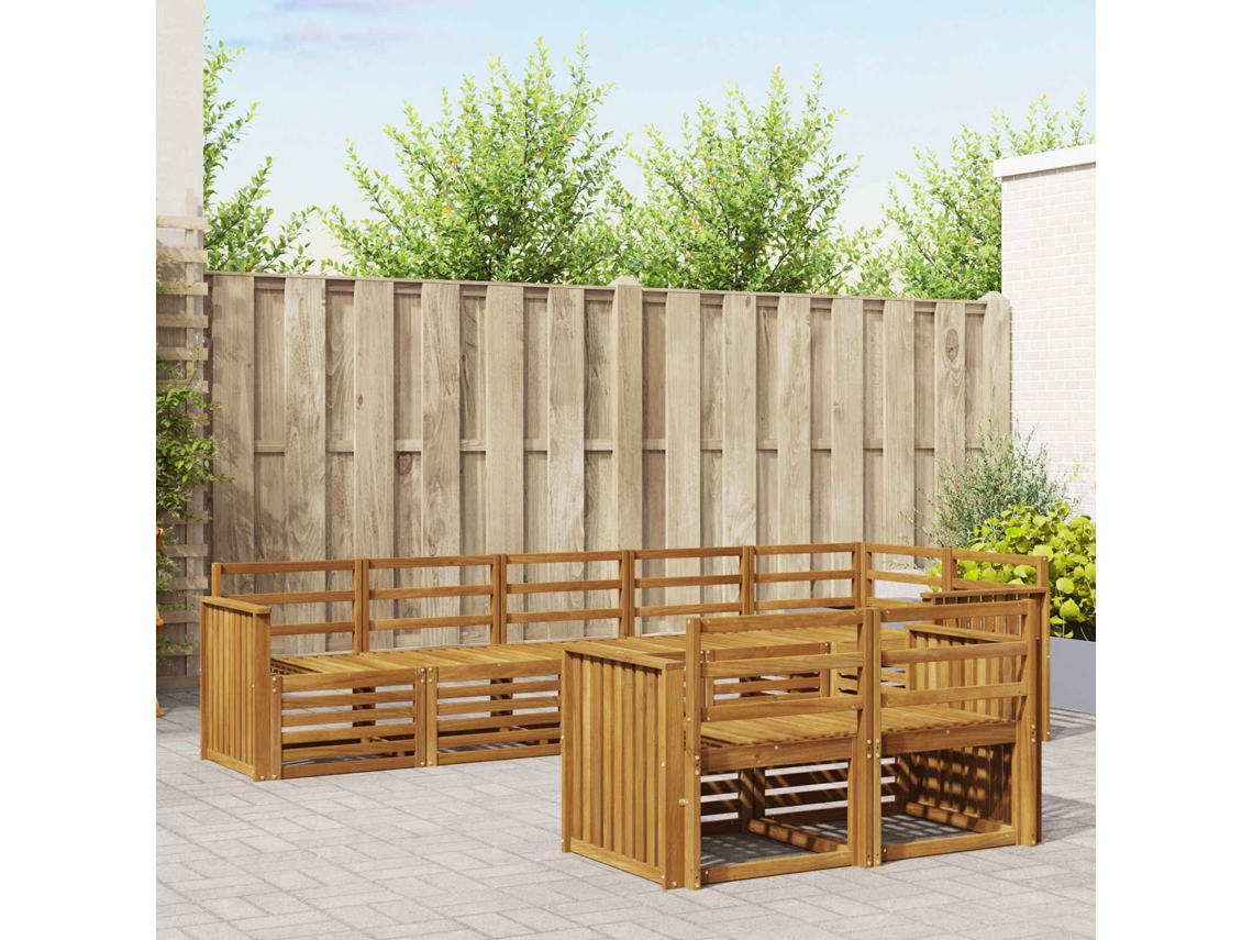 Vidaxl Conjuntos De Sofás 8 Pcs Natural Madeira Sólida De Acácia