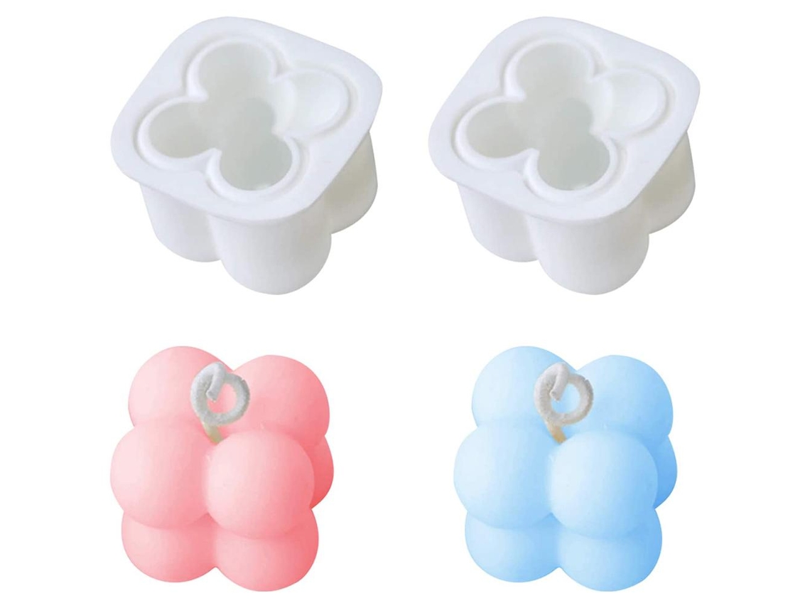 2 Moldes de Velas de Silicone 3d para Artesanato Diy Flexíveis Reutilizáveis para Fabricação de Velas | S/MARCA