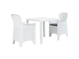 Vidaxl Conjunto Bistrô 3 Pcs Plástico Branco Com Aspeto De Vime