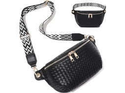 Bolsa Transversal Para Mulheres, Fanny Pack De Couro Falso Com Alça Ajustável Para Viagem E Moda Negro