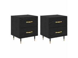 Conjunto de Armário de Cabeceira 2 Pcs Carvalho Preto 40x35x47,5 cm MAISON EXCLUSIVE
