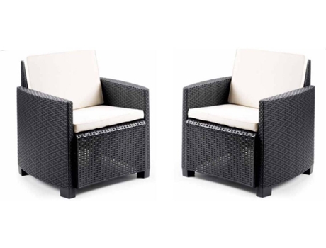 Conjunto de 2 Cadeirões IPAE-PROGARDEN Silica com Almofada (73x67x77 cm)