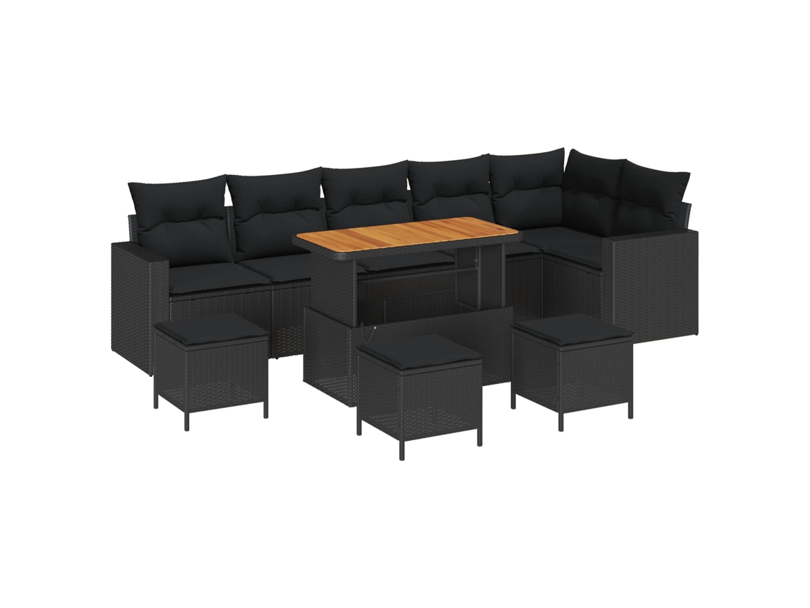 Maison Exclusive - Conjunto De Sofá De Jardim Com Almofada 12 Pcs Preto Vime Pe