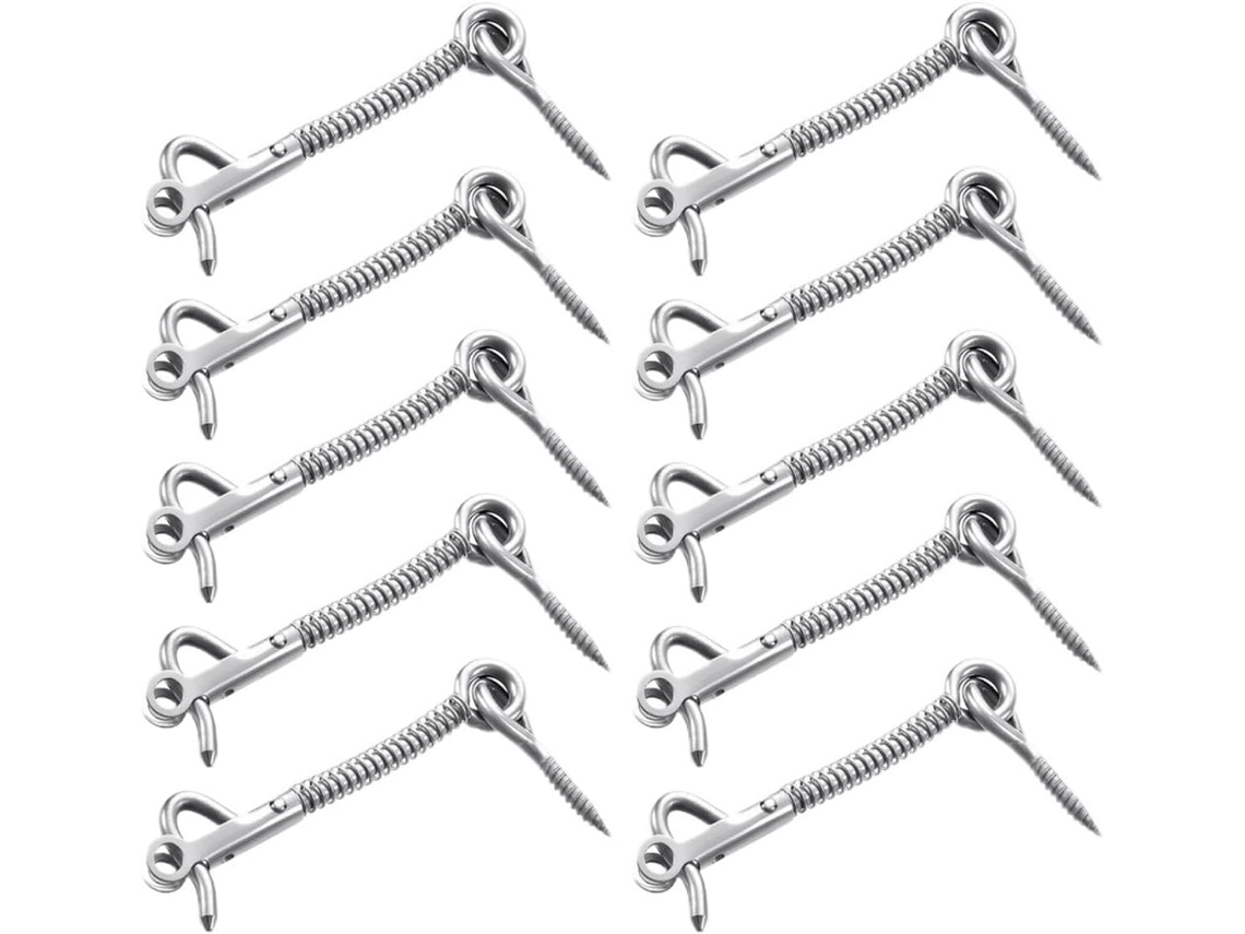 Conjunto De 12-travas Segurança Em Aço Inoxidável Para Porta Tela Com Mola, Ideais Para Banheiro, Galpão E Piscina