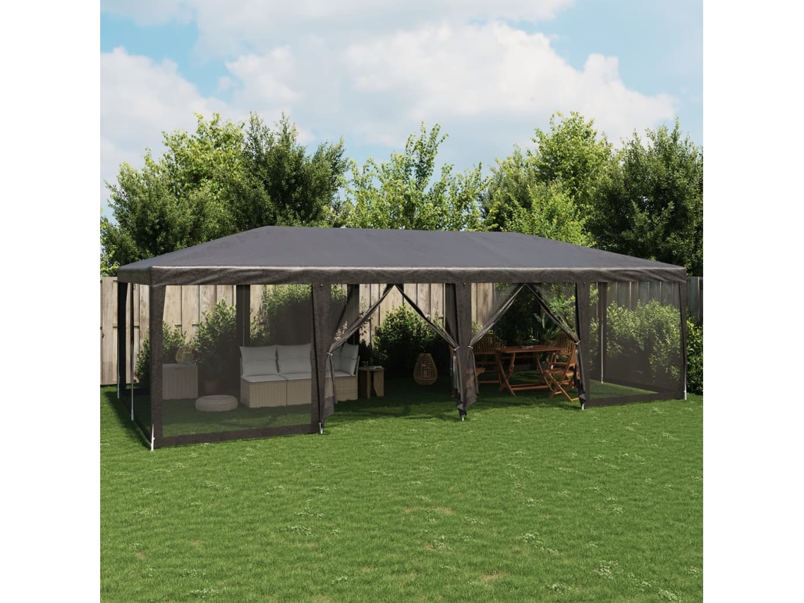 Vidaxl Tenda P/ Festas 12 Paredes Laterais Malha 8x4 M Pead Antracite