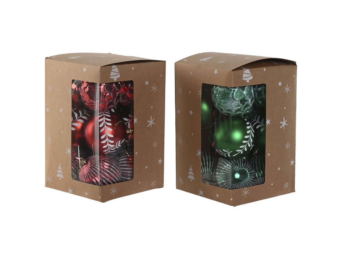 Bolas de Natal HOME ESPRIT Vermelho Verde PVC 16 x 16 x 24 cm (2 Unidades)