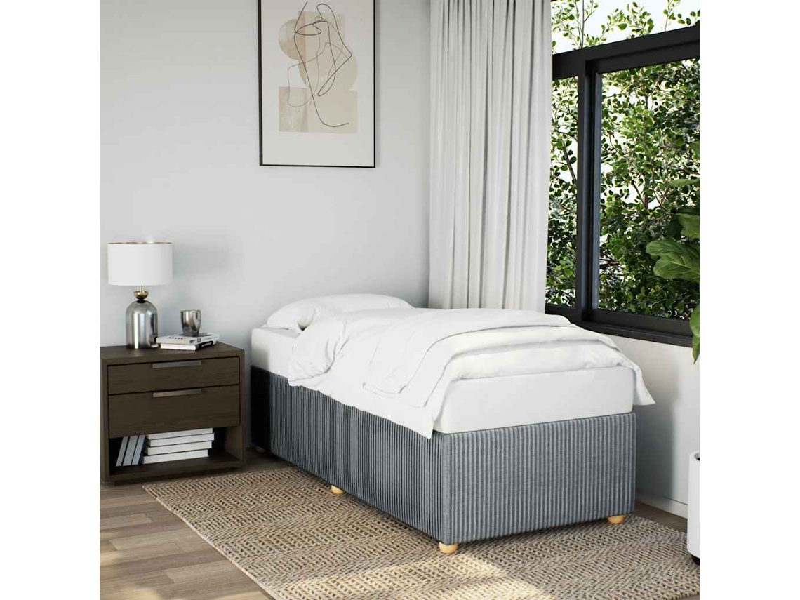 Estrutura De Cama Sem Colchão 90x200 Cm Tecido Cinzento-claro