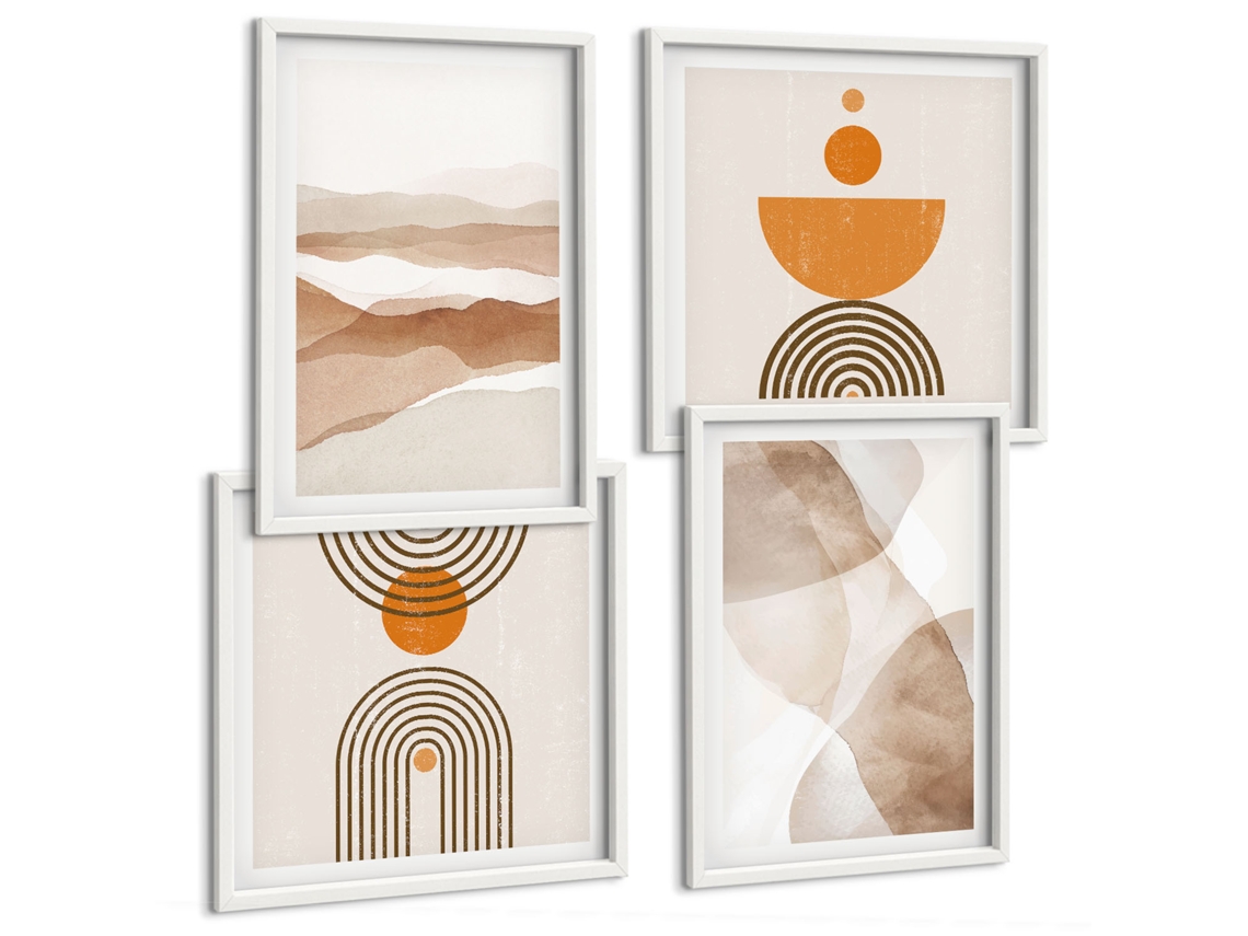 Composição De Quadros Estruturas Vários Tons Minimalismo Espelharte (4 Peças)