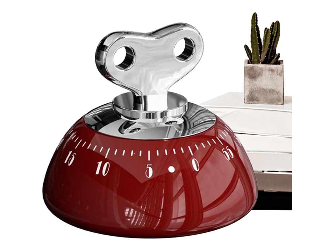 Temporizador Mecânico Para Cozinha, 60 Minutos, Design Retrô, Alarme Sonoro, Base Magnética