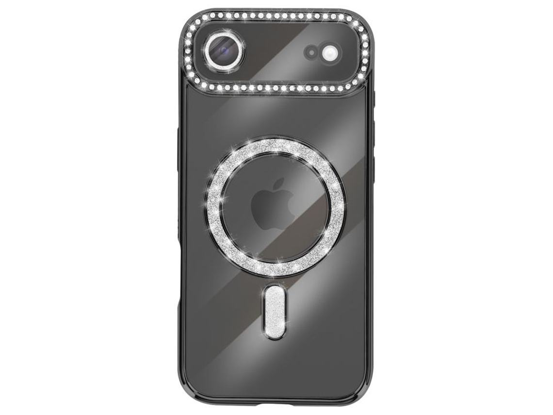 Capa Para Iphone Air Compatível Com Magsafe Com Acabamento Em Strass Preto.