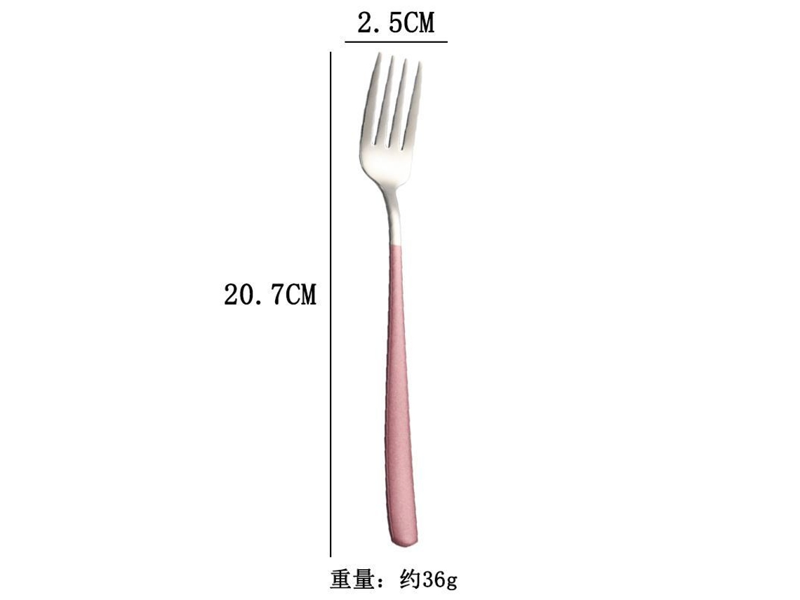Rebe garfo de Aço Inoxidável 6 Peças Longo Cabo Salada Steak Fruta Creative Prata Rosa