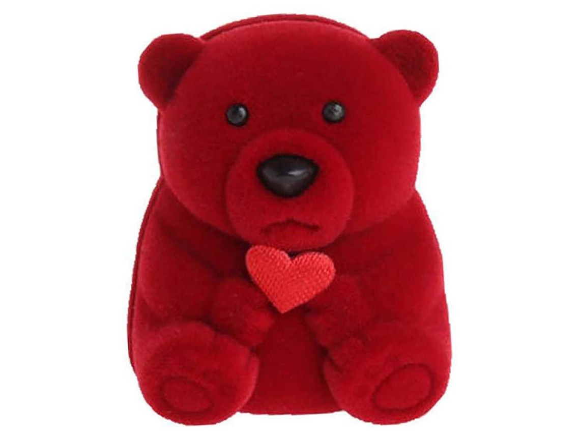 Caixa de Jóias Urso Flocagem Armazenamento Anel Presente Pedido Casamento | S/MARCA