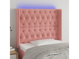 Vidaxl Cabeceira De Cama C/ Luzes Led Veludo 93x16x118/128 Cm Rosa