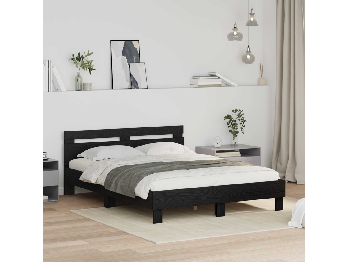 Vidaxl Estrutura Da Cama Carvalho Preto 140 X 200 Cm