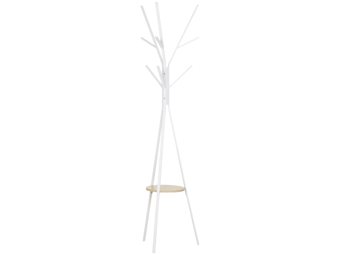 Cabide de Pé Metal e Mdf Cor Branco 45x45x180 cm Homcom
