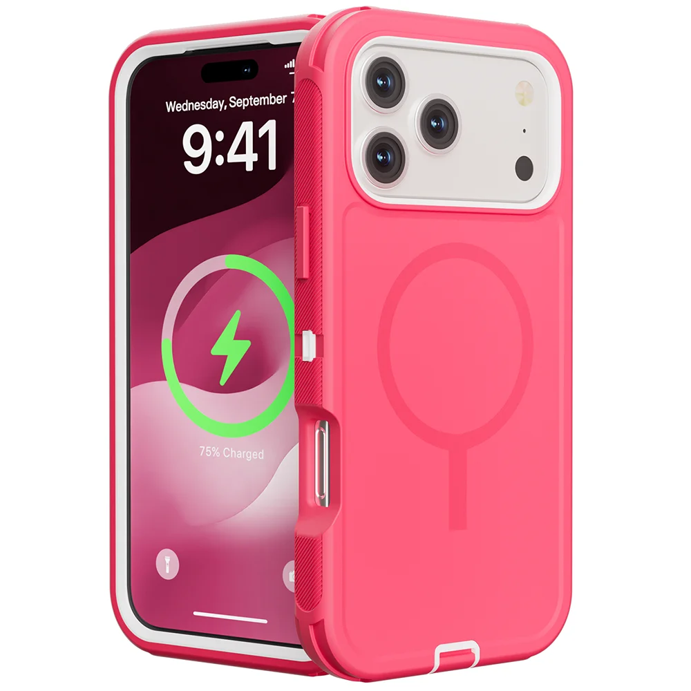 Capa Para Celular (rosa, Iphone 17 Pro Max), Compatível Com Encaixe Magnético Magsafe, Capa Protetora À Prova De Choque.