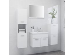Vidaxl Conjunto De Móveis De Casa De Banho Derivados De Madeira Branco